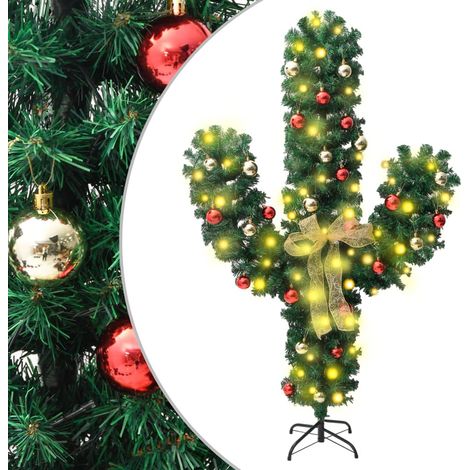 Décoration de Noël - Cactus de Noël avec support et LED Vert 180 cm PVC -WYW59296 (1/5)