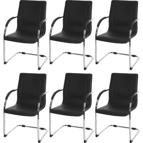 Lot de 6 chaises de salle à manger Samara, chaise de cuisine à piétement luge Chaise, acier noir (1/5)
