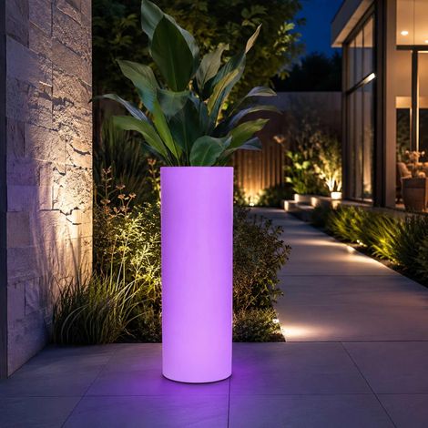 Macetero Cilíndrico LED RGBW - 7W - 115 X Ø 40cm - Recargable