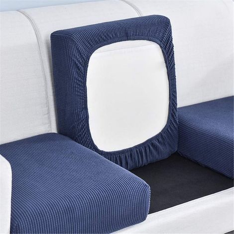 1 Pcs Housse De Coussin De Canap (bleu Fonc,3 Place), Housse De Coussin, Housse Coussin D'assise Extensible Tartan Antidrapant, Housse De Protect (1/5)