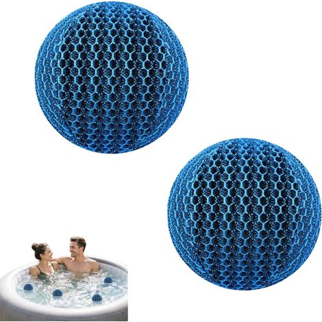 Juego de 2 absorbentes de espuma para spa, 7 cm, bolas de esponja flotantes reutilizables para piscina y bañera, absorbente de aceite y residuos para el mantenimiento del agua, accesorio flotante para (1/5)