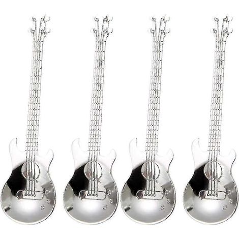 Cuillères à café/thé en forme de guitare, lot de 4 cuillères musicales en acier inoxydable, cuillère à sucre (1/4)