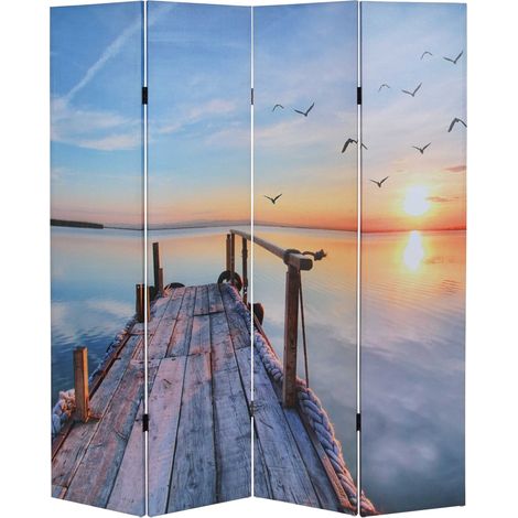 [NON UTILIZZATO] Paravento divisore doppia immagine separè decorativo 4 pannelli T234 160x180cm pier