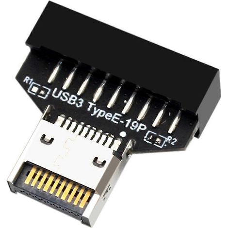 Adaptateur d'extension USB 3.2 Type-E 20 broches vers USB 19 broches en façade pour carte mère de bureau (USB Type A/Type C). (1/5)