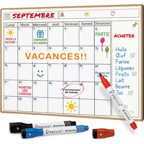 Previs Calendrier Magnetique Frigo A4 (21X29CM) avec 3 Marqueurs Premium- Planning Magnetique - Magnet Organisateur Familial Polyvalente - Tableau Magnetique Planning Mensuel Aimanté 2026 (1/5)