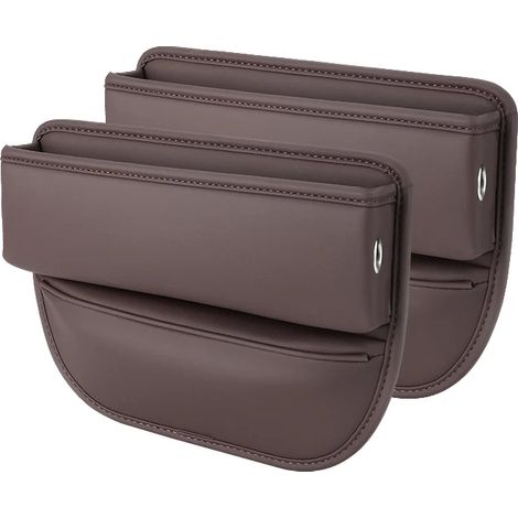 (Marron - Lot de 2) 1 paire de boîtes de rangement en cuir pour voiture, avec poche pour fente de siège conducteur, accessoire de rangement intérieur multifonctionnel (1/5)