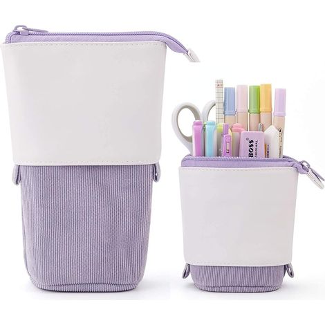 Trousse à Crayons Télescopique ,2-in-1 Trousse Retractable Crayon,Trousse Scolaire, Pop-up Papeterie Debout Étui Sac à Crayons avec Fermeture à GlissièRe pour Papeterie CosméTique Le Bureau L'école (1/5)