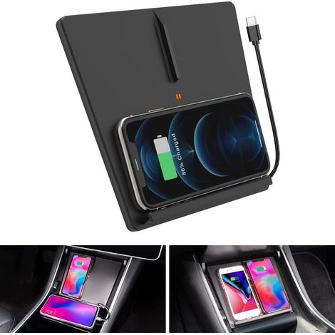 Cargador inalámbrico para Tesla Model 3 2017 2018 2019 2020, accesorios, cargador inalámbrico para teléfono, consola central interior del automóvil (1/5)