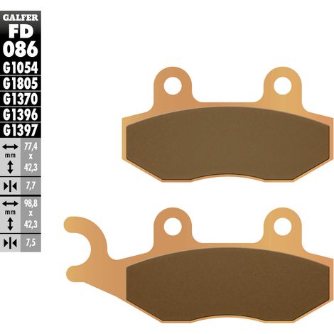 Pastillas de freno Galfer KH135 / KH214 de metal sinterizado (dorado) para ATV