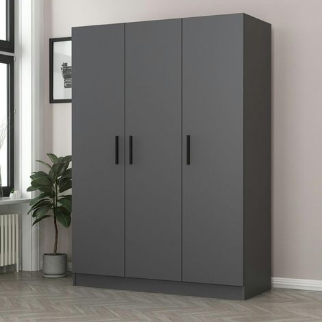 Armoire penderie moderne gris foncé - 3 portes BYRON (1/5)