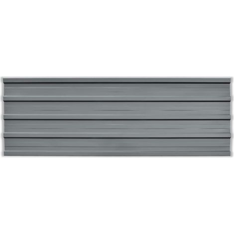Panneau de toiture 12 pcs Gris 129 x 45 cm Acier galvanisé (1/4)