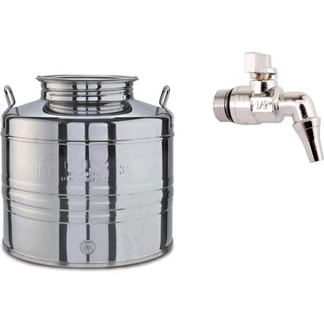Contenitore Bidone Fusto In Acciaio Inox per Olio 30 Litri con Rubinetto (1/5)
