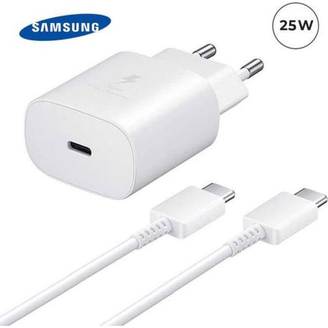 Chargeur Ultra Rapide 25W Adaptateur secteur Original Samsung + Cable USB-C USB-C pour Samsung Galaxy A11 6.4" - Blanc (1/4)