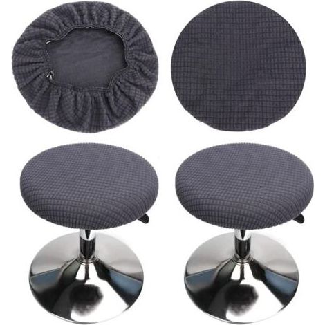Housse de tabouret ronde en 2 pièces (grise), housse de tabouret de bar ronde, lavable, facile d'entretien, douce et durable, pour tabourets de 30 à 40 cm (1/5)