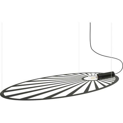 Pendelleuchte Hängelampe Deckenlampe Stahl Schwarz D 110 cm (1/5)