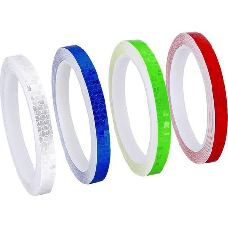 4 Rouleaux Ruban Réfléchissant(4 Couleur),10mm x 8m Imperméable Bande Réfléchissante,Bande Reflechissante Autocollante pour Route Installations de Transport (1/5)