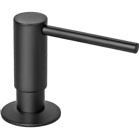 Distributeur de savon liquide de cuisine 500 ml avec pompe intégrée, en laiton nickelé brossé, noir. (1/3)