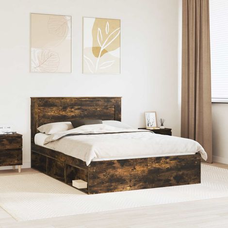 Struttura del letto Rovere fumé 140 x 200 cm Pino massello vidaXL (1/5)