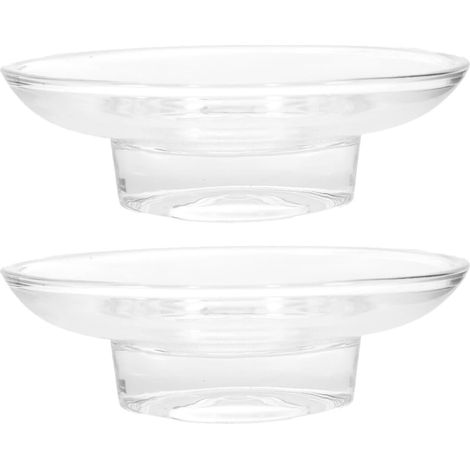 Lot de 2 porte-savons en verre pour salle de bain avec fond antidérapant (1/5)