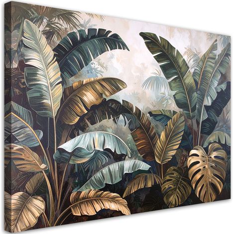 Impression sur Toile, Feuilles de bananier jungle nature plantes,30x20 (1/4)