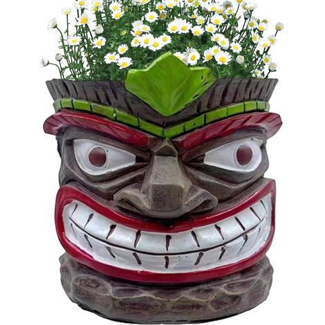 Blumentopf mit Gesicht Skulpturale Vase aus Harz abstract