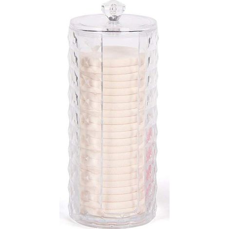 Distributeur de cotons-tiges, organisateur de maquillage, boîte de rangement transparente avec couvercle (1/5)