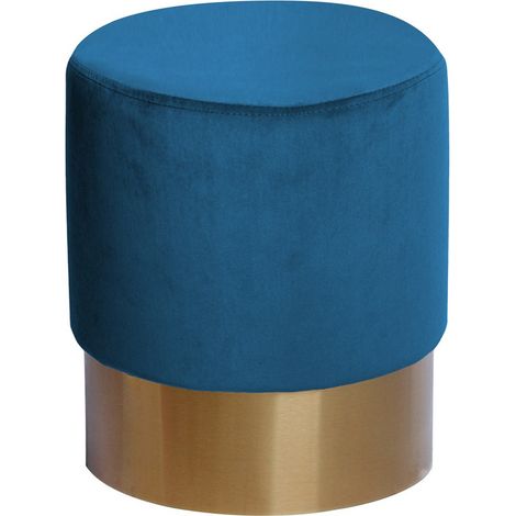 Pouf contenitore Nano in velluto blu e base oro (1/3)
