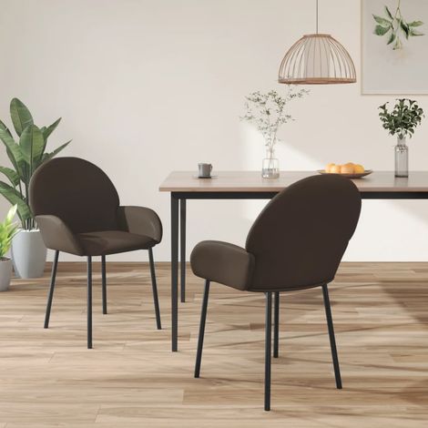 vidaXL Chaises à manger lot de 2 marron similicuir (1/5)