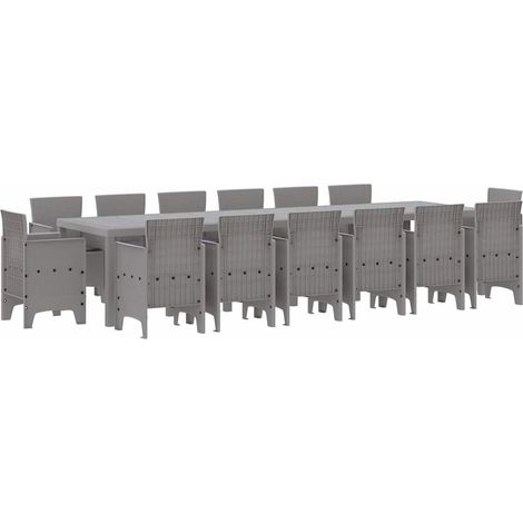 Maison Exclusive - Set da Pranzo per Giardino 15 pcs Grigio chiaro Rattan Polt (1/5)