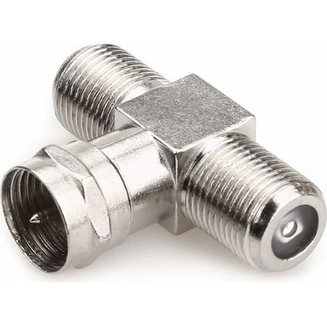 Diviseur Câble Coaxial Mâle à 2 Femelles 3 Voies Connecteur Adaptateur Antenne Télévision Satellite - Lot de 2 (1/4)
