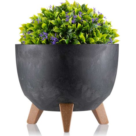 Rosa ECO Blumentopf, schwarzer Beton, 29 x 18 cm (1/5)