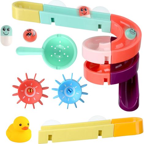 Jouets de bain pour enfants : circuit de balles d'eau à monter soi-même, jouet mural pour le bain avec cascade à remplir et à démonter, cadeau idéal pour les garçons et les filles. (1/5)