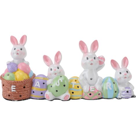 Oeufs de pâques, décoration de lapin, pièce maîtresse en résine faite à la main, Figurines de Table en forme d'œuf de lapin vibrant pour jardin (1/5)