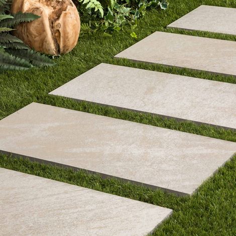 Pas japonais Rectangle Grès cérame effet Pierre Beige Taranto 80x40x2 cm (à l'unité) - RO'MA NATURE