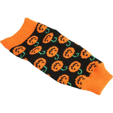 Pull d'Halloween pour chien avec citrouille multicolore et smiley, vêtements d'hiver pour animaux de compagnie, taille M (1/5)