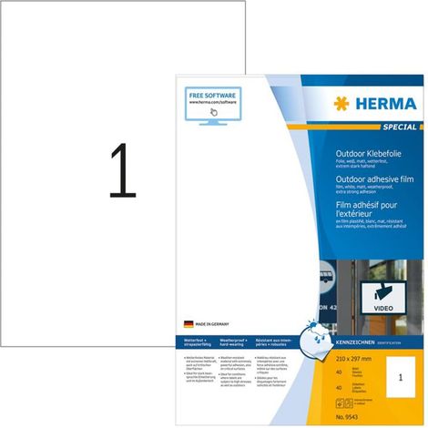 HERMA Etik. A4 Outdoor Klebefolie weiß 210x297 mm 40 St (9543) (1/5)