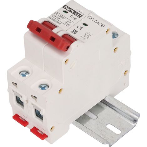 Disjoncteur miniature 2P avec interrupteur de protection contre les surcharges sur rail DIN pour système photovoltaïque solaire 1000 V CC 16 A (1/5)