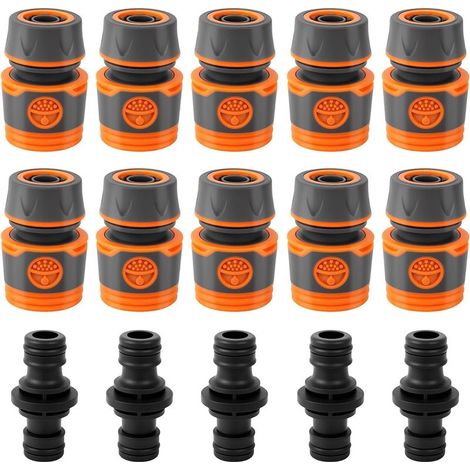 Set di 15 raccordi per tubo flessibile. Connettore rapido da 1/2 pollice. Ugello per irrigatore da giardino. Kit di prolunga per l'acqua. (1/5)
