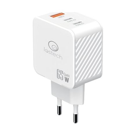 CARICABATTERIA SMARTPHONE RAPIDO LSNC37 LOSTECH  VOLT 230 WATT 65 1 PRESA USB + 2 PRESA TYPE C