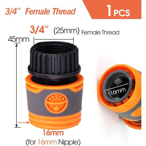 (D-1PCS) Raccord rapide pour tuyau d'arrosage 1/2 3/4 pouce, raccord d'arrêt d'eau pour lavage de voiture, joints de réparation de tubes d'irrigation 20/16 mm (1/5)