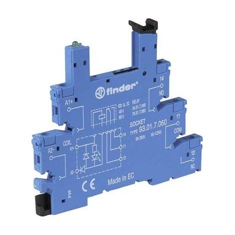 Finder 93.01.3.240 Zoccolo per relè con leva di bloccaggio, con LED, con circuito di soppressione EMC Adatto per serie (1/2)