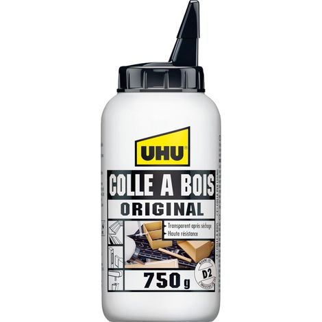 Colle à Bois Vinylique Extra Forte - Résistante à l'Humidité (D2) - Sans Solvant - Transparente après Séchage - Bouteille de 750 g (1/3)