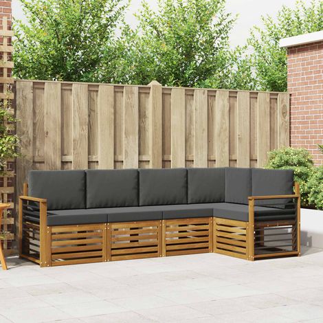 vidaXL Set divano sezionale con cuscino 5 pcs Naturale e