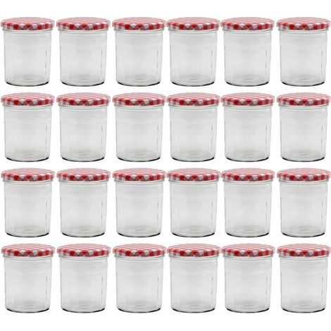 Lot de 24 bocaux hermétiques, bocal pot conservation de confiture, capacité 185 ml - Diamètre 7 x Hauteur 8.5 cm (1/4)