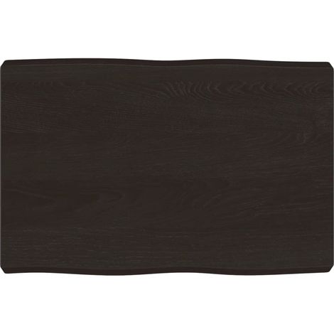Plateau de table en bois traité avec bord brut marron 60x40x(2-6) cm (1/5)