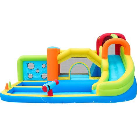Parque acuático hinchable para niños con tobogán y trampolín, Oxford, 450 W, 410 x 315 x 203 cm (1/5)