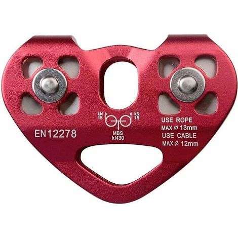 Poulie double axe pour tyrolienne, kit câble coulissant extérieur - équipement d'escalade et secours, charge max 30kN/6700lbs (1/5)