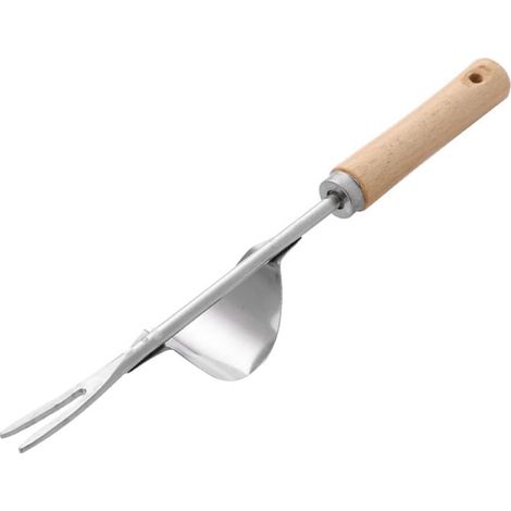 Stainless Steel Manual Garden Weeder - Wooden Handle for Digging, Weeding and Loosening (1/5)
