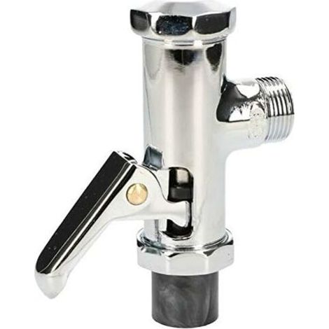 Robinet de chasse d'eau pour WC – Chromé et inoxydable – 3/4 de pouce – Avec levier de chasse d'eau – Déclenchement Mécanique – Avec bouton économie d'eau – Montage facile (1/5)