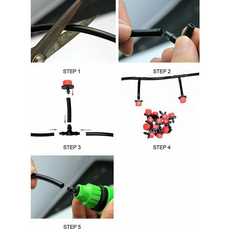 Sistema de riego por goteo de 25 m con temporizador y kit de riego automático para jardín. (1/2)
